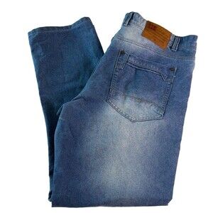 United Denim of America Men's Blue Jeans Sz 40x30 Distressed Faded Straight Leg